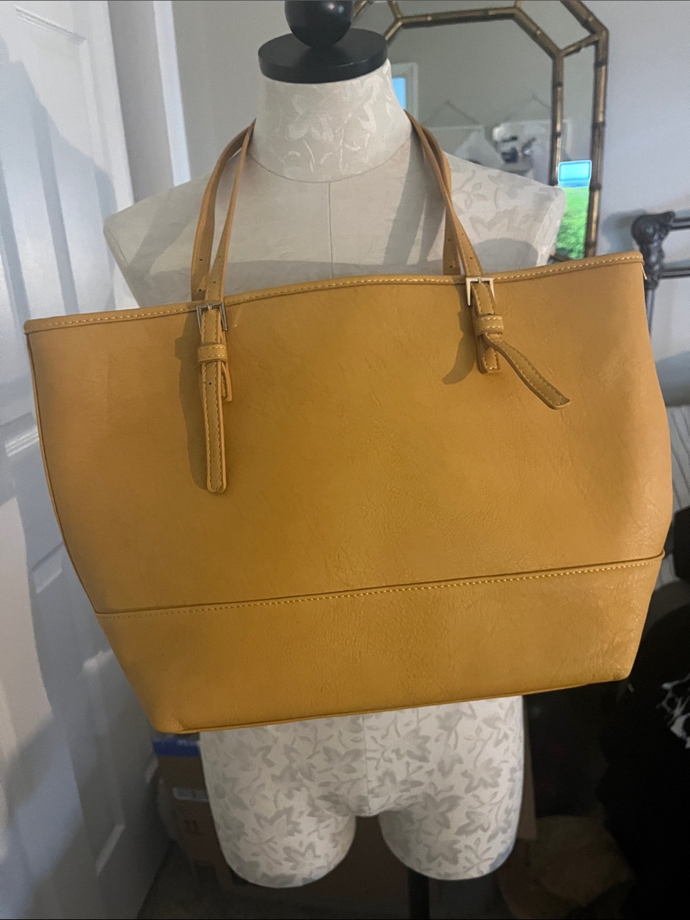 Urban Expressions Mustard Yellow Tote Bag with Double Straps